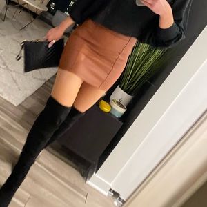 Rust faux leather skirt